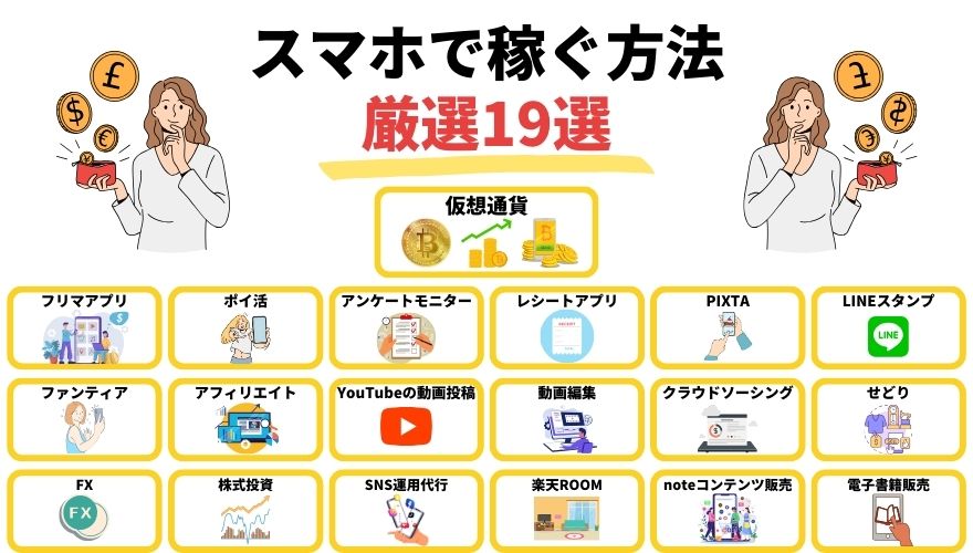 スマホで稼ぐ方法19選！初心者でも月5万円を安全に簡単に稼げる副業や 